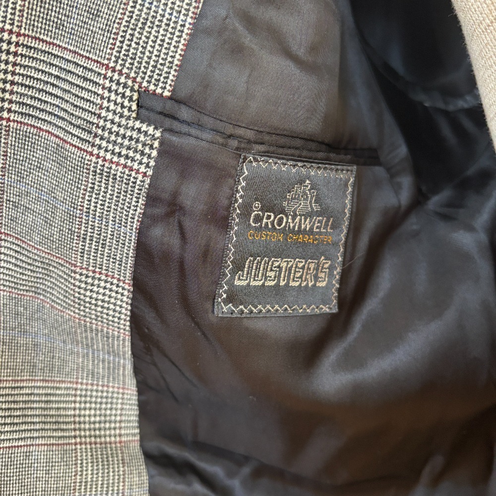 Cromwell Juster's Custom‎ Suit Sz 44-46 Windowpane Wool Two Button Blazer Jacket - Picture 4 of 16